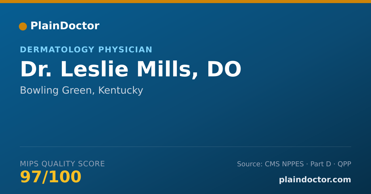 Shareable card for Leslie Mills, DO - Dermatology Physician, Bowling Green, KY