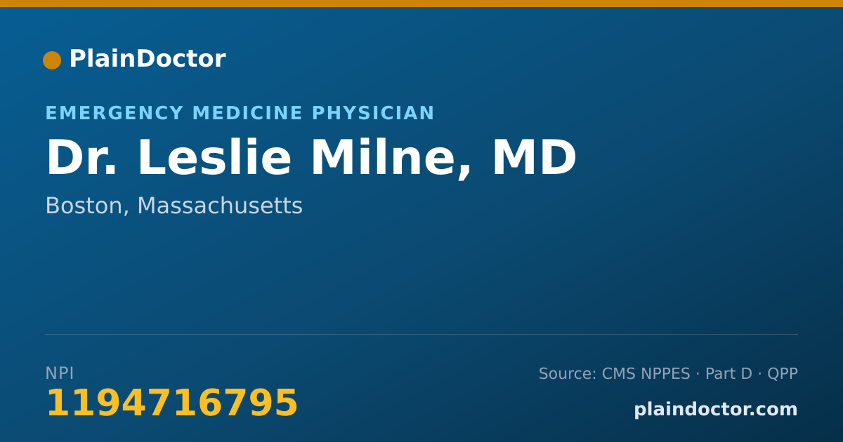 Shareable card for Leslie Milne, MD - Emergency Medicine Physician, Boston, MA