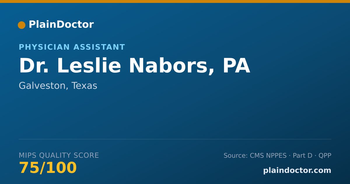 Shareable card for Leslie Nabors, PA - Physician Assistant, Galveston, TX