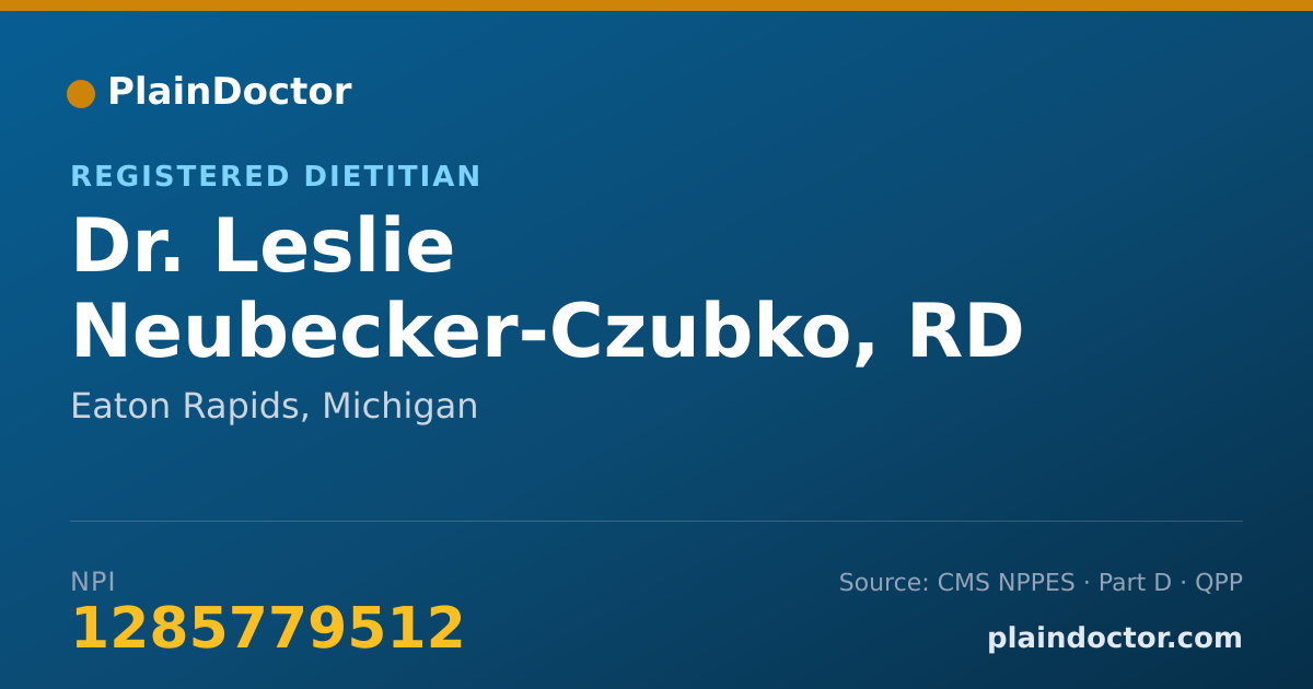 Shareable card for Leslie Neubecker-Czubko, RD - Registered Dietitian, Eaton Rapids, MI