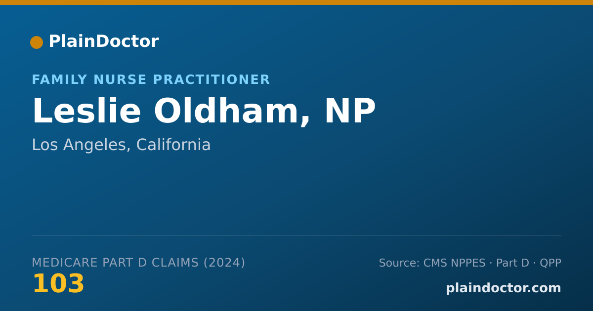 Shareable card for Leslie Oldham, NP - Family Nurse Practitioner, Los Angeles, CA