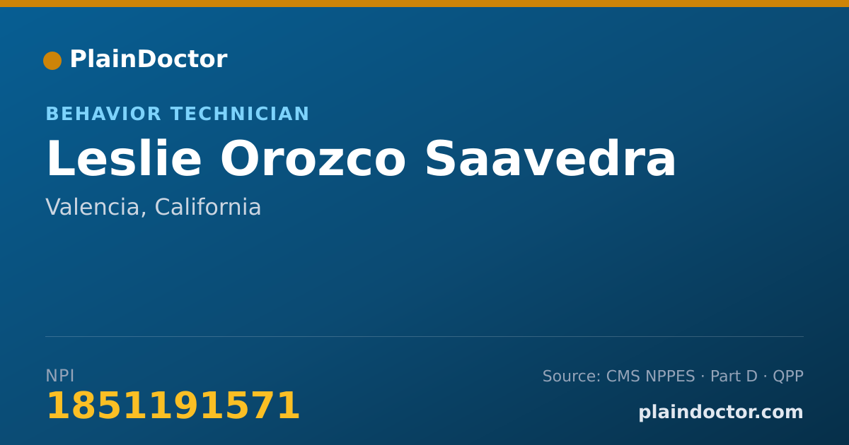 Shareable card for Leslie Orozco Saavedra - Behavior Technician, Valencia, CA