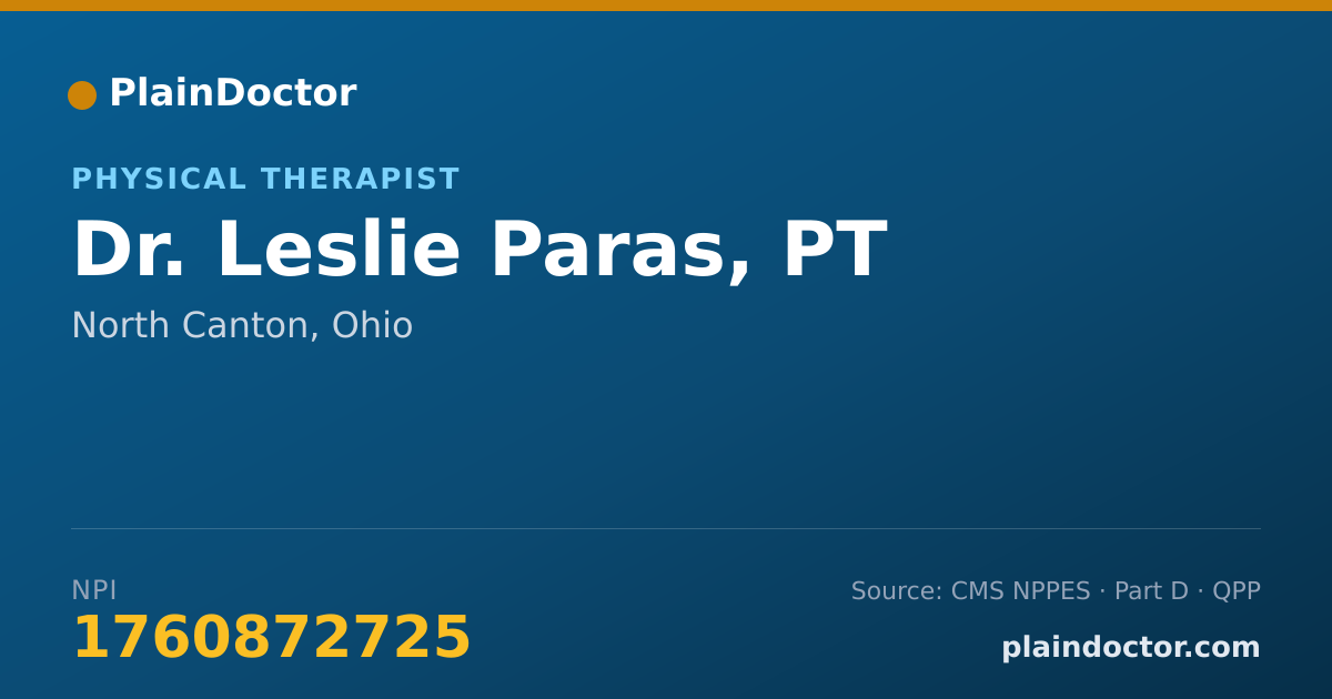 Shareable card for Leslie Paras, PT - Physical Therapist, North Canton, OH