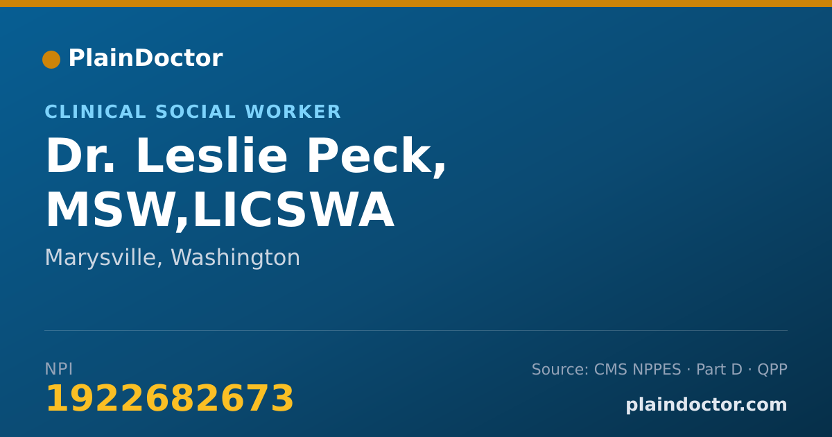 Shareable card for Leslie Peck, MSW,LICSWA - Clinical Social Worker, Marysville, WA