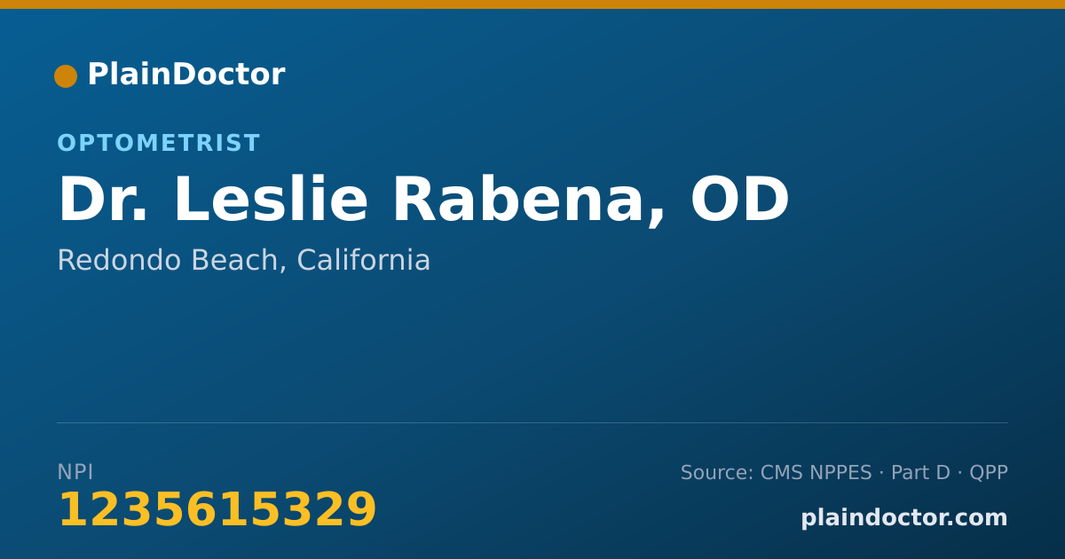 Shareable card for Leslie Rabena, OD - Optometrist, Redondo Beach, CA