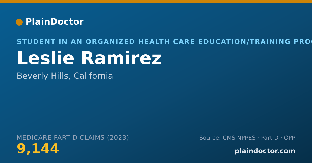 Shareable card for Leslie Ramirez - Student in an Organized Health Care Education/Training Program, Beverly Hills, CA