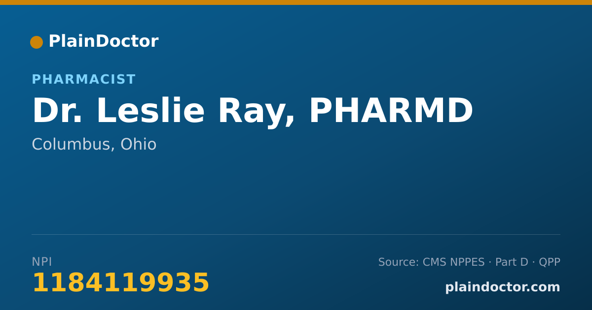 Shareable card for Leslie Ray, PHARMD - Pharmacist, Columbus, OH