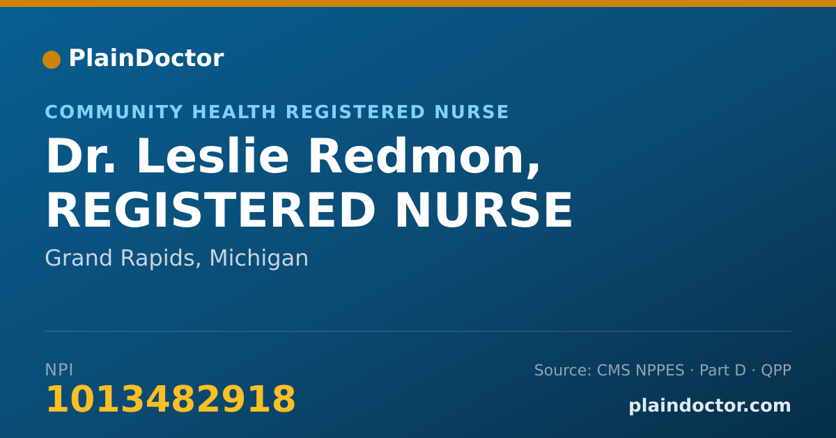 Shareable card for Leslie Redmon, REGISTERED NURSE - Community Health Registered Nurse, Grand Rapids, MI