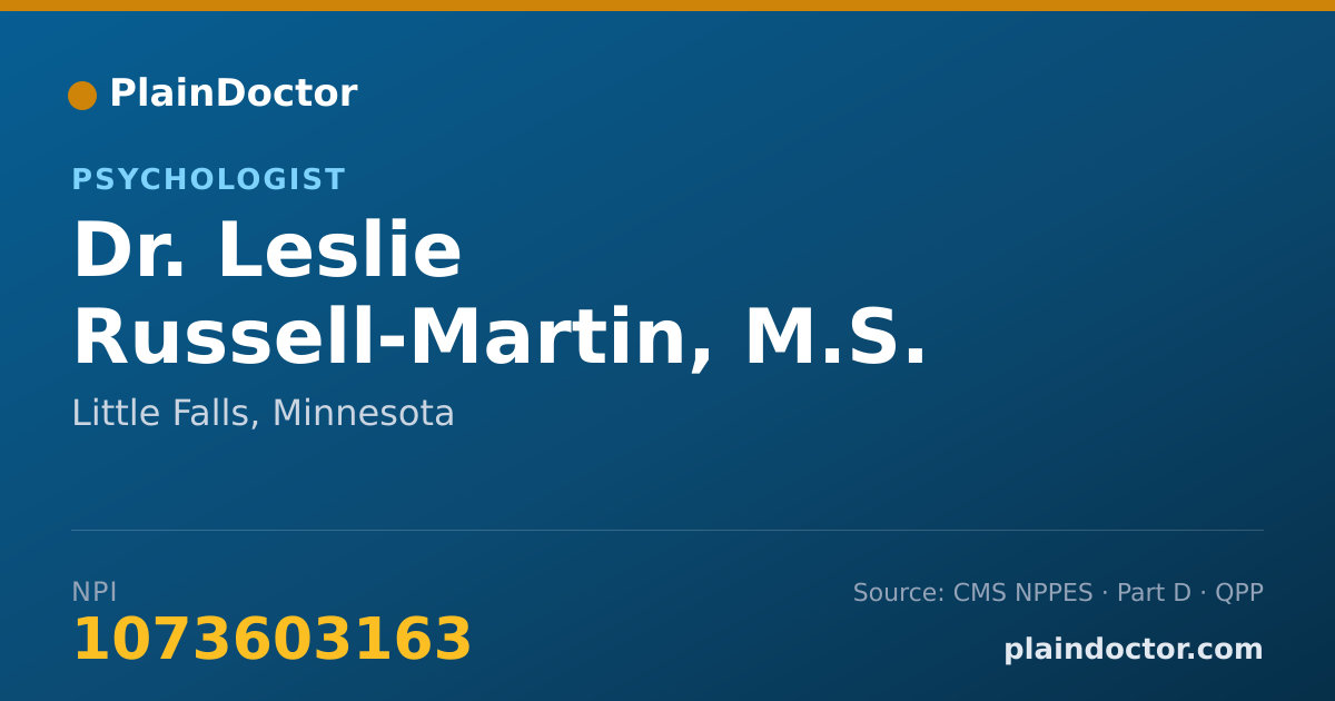 Shareable card for Leslie Russell-Martin, M.S. LMFT PH.D. LP - Psychologist, Little Falls, MN