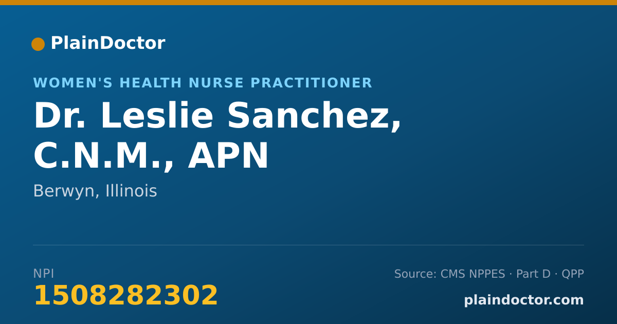 Shareable card for Leslie Sanchez, C.N.M., APN - Women's Health Nurse Practitioner, Berwyn, IL