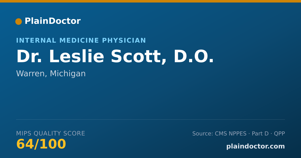 Shareable card for Leslie Scott, D.O. - Internal Medicine Physician, Warren, MI