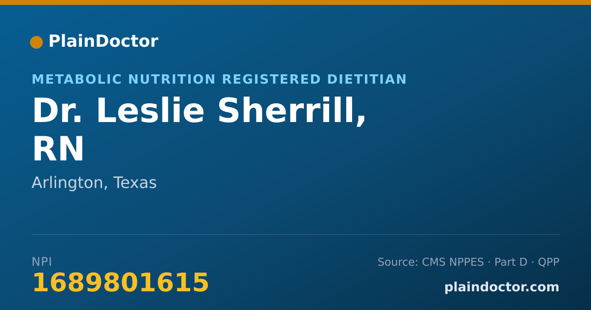 Shareable card for Leslie Sherrill, RN - Metabolic Nutrition Registered Dietitian, Arlington, TX