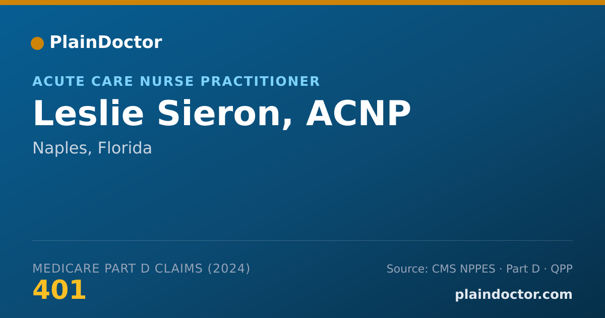 Shareable card for Leslie Sieron, ACNP - Acute Care Nurse Practitioner, Naples, FL