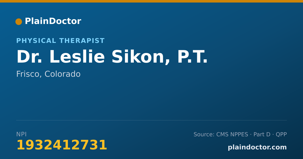 Shareable card for Leslie Sikon, P.T. - Physical Therapist, Frisco, CO