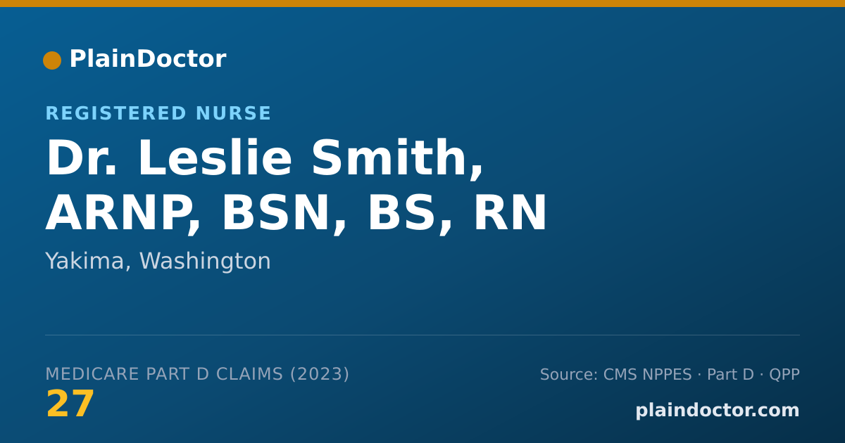 Shareable card for Leslie Smith, ARNP, BSN, BS, RN - Registered Nurse, Yakima, WA