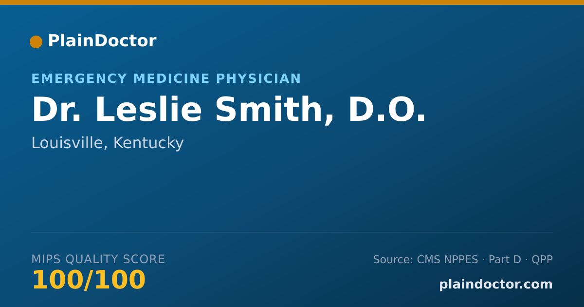 Shareable card for Leslie Smith, D.O. - Emergency Medicine Physician, Louisville, KY