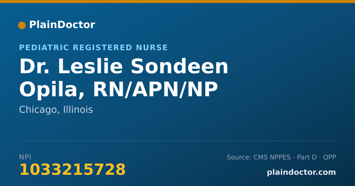Shareable card for Leslie Sondeen Opila, RN/APN/NP - Pediatric Registered Nurse, Chicago, IL