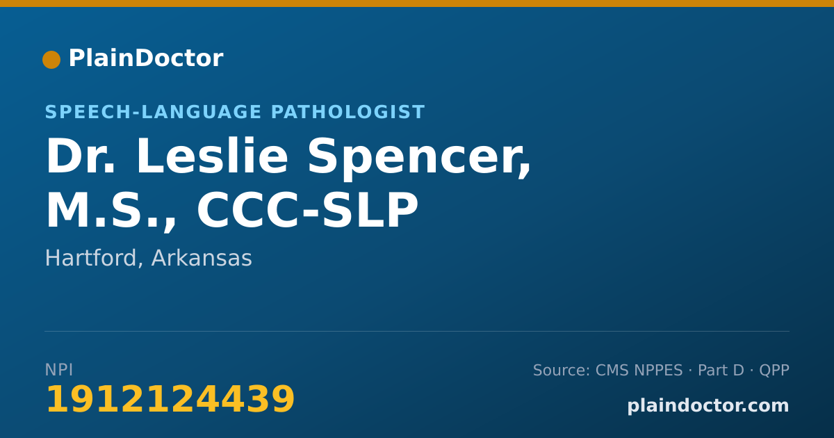 Shareable card for Leslie Spencer, M.S., CCC-SLP - Speech-Language Pathologist, Hartford, AR
