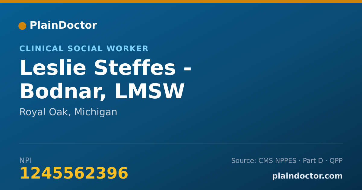Shareable card for Leslie Steffes - Bodnar, LMSW - Clinical Social Worker, Royal Oak, MI