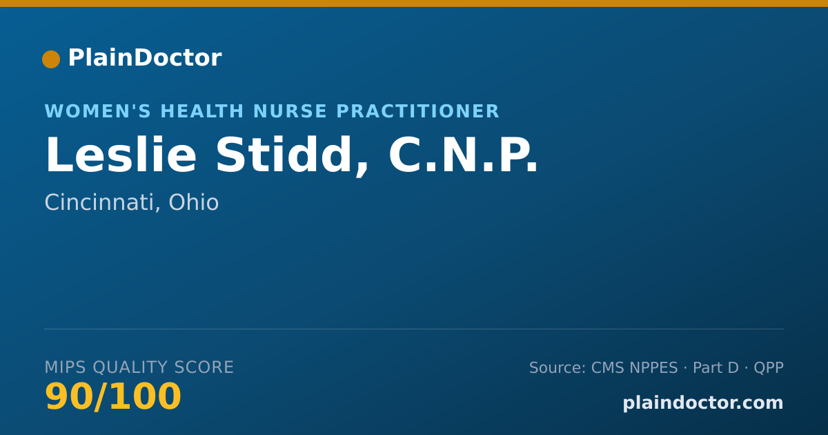 Shareable card for Leslie Stidd, C.N.P. - Women's Health Nurse Practitioner, Cincinnati, OH