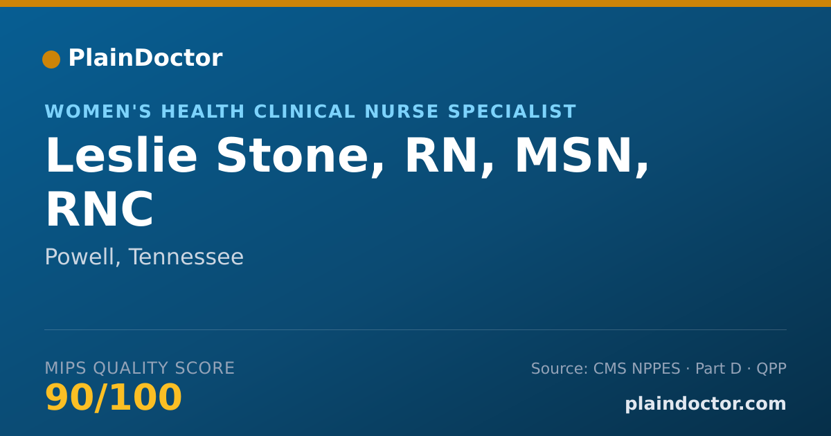 Shareable card for Leslie Stone, RN, MSN, RNC - Women's Health Clinical Nurse Specialist, Powell, TN