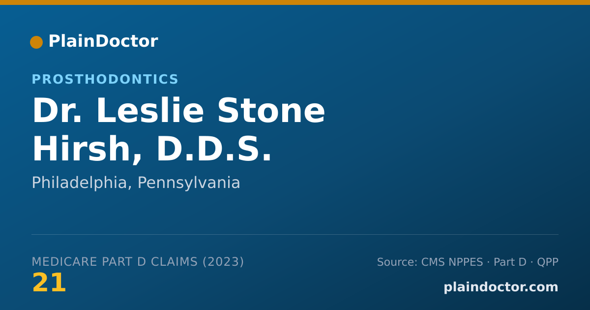 Shareable card for Leslie Stone Hirsh, D.D.S. - Prosthodontics, Philadelphia, PA