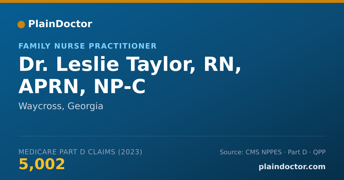 Shareable card for Leslie Taylor, RN, APRN, NP-C - Family Nurse Practitioner, Waycross, GA