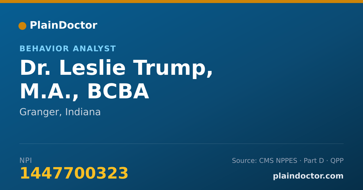 Shareable card for Leslie Trump, M.A., BCBA - Behavior Analyst, Granger, IN