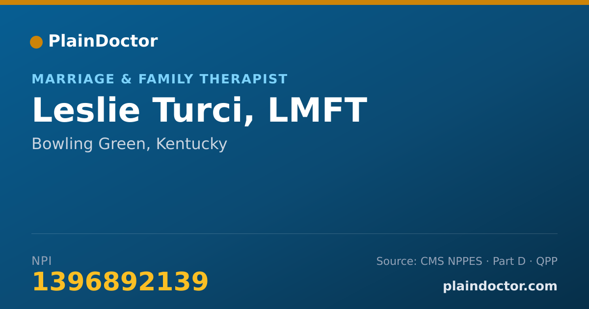 Shareable card for Leslie Turci, LMFT - Marriage & Family Therapist, Bowling Green, KY