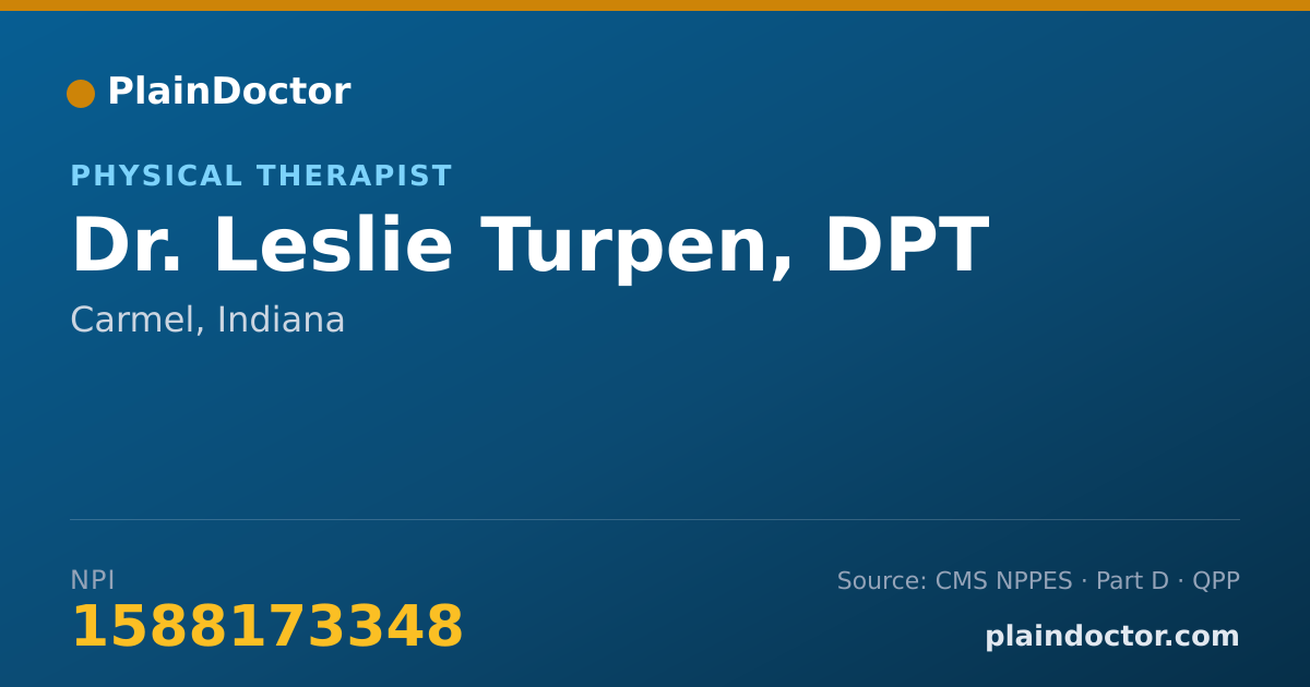 Shareable card for Leslie Turpen, DPT - Physical Therapist, Carmel, IN