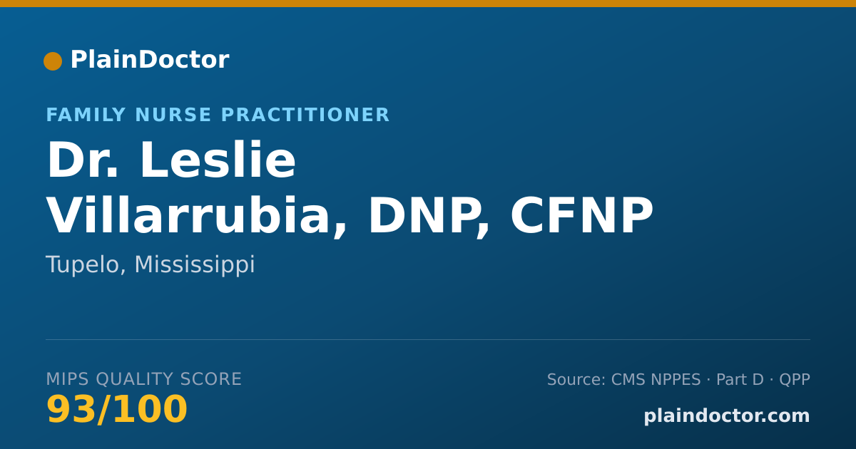 Shareable card for Leslie Villarrubia, DNP, CFNP - Family Nurse Practitioner, Tupelo, MS