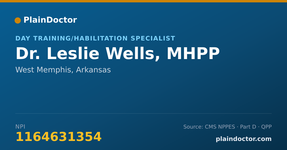Shareable card for Leslie Wells, MHPP - Day Training/Habilitation Specialist, West Memphis, AR