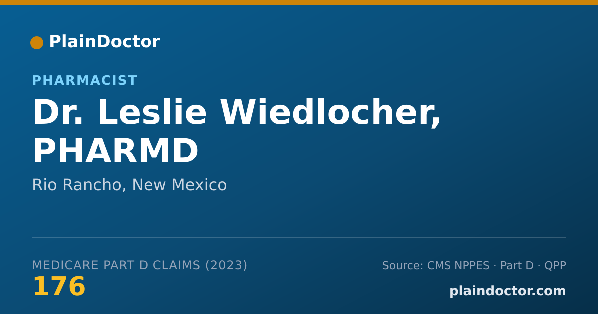 Shareable card for Leslie Wiedlocher, PHARMD - Pharmacist, Rio Rancho, NM