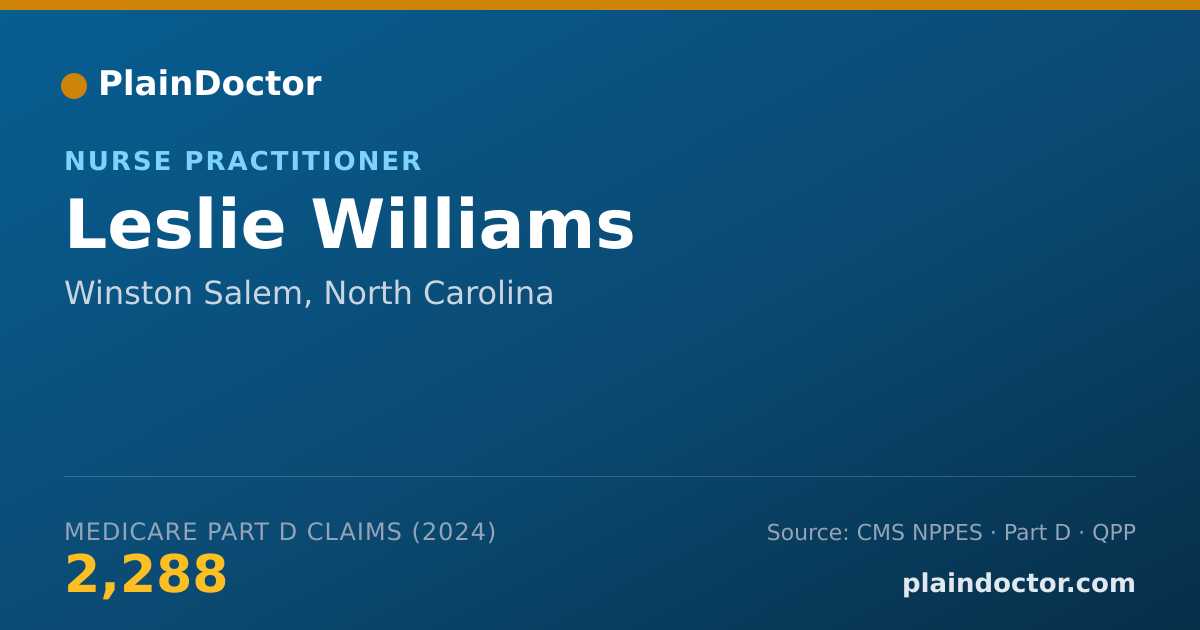 Shareable card for Leslie Williams - Nurse Practitioner, Winston Salem, NC