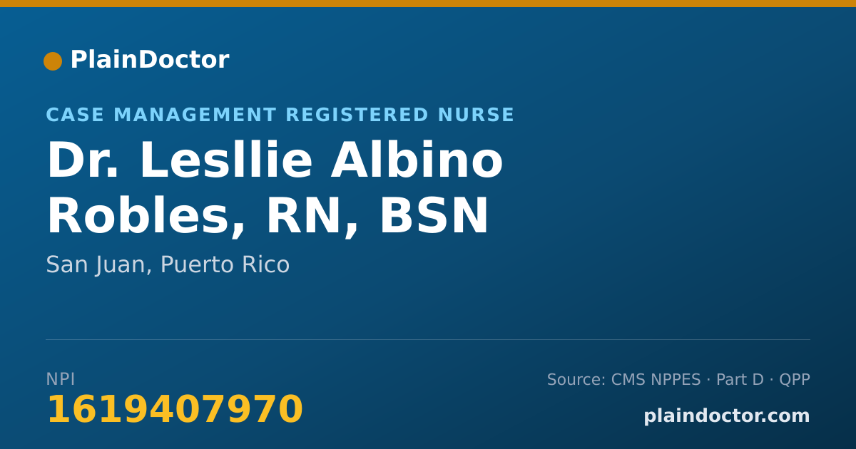 Shareable card for Lesllie Albino Robles, RN, BSN - Case Management Registered Nurse, San Juan, PR