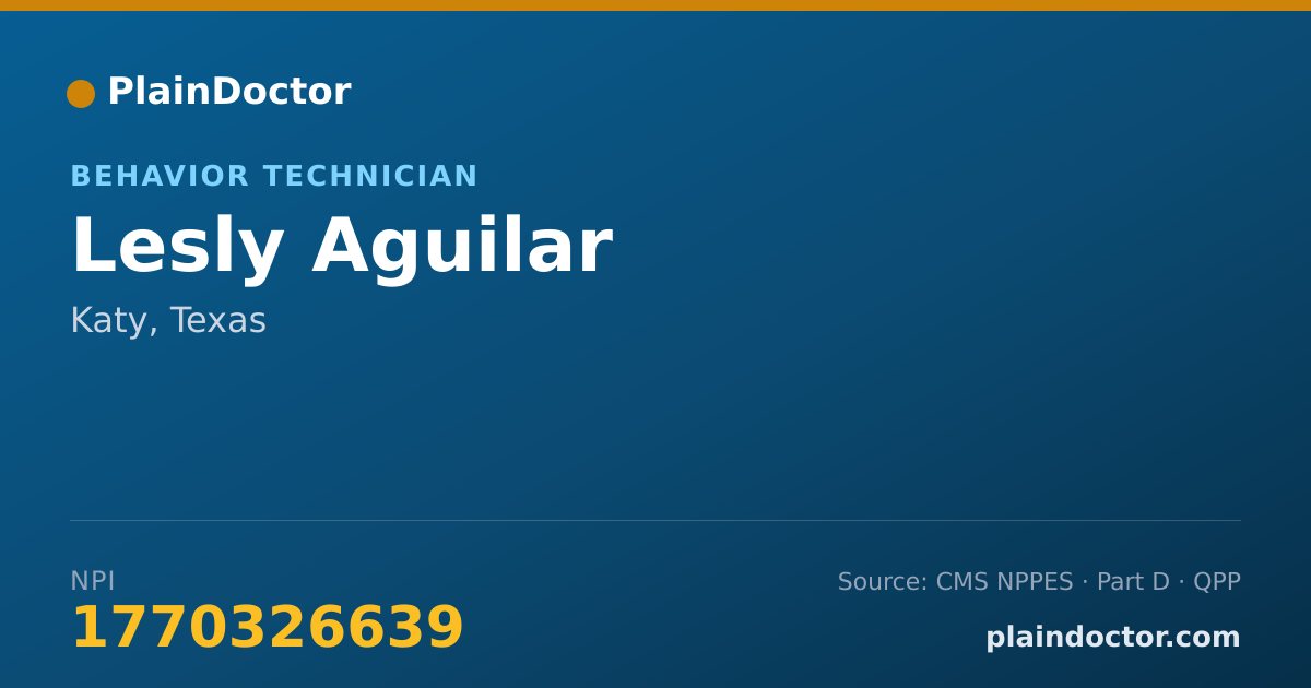 Shareable card for Lesly Aguilar - Behavior Technician, Katy, TX