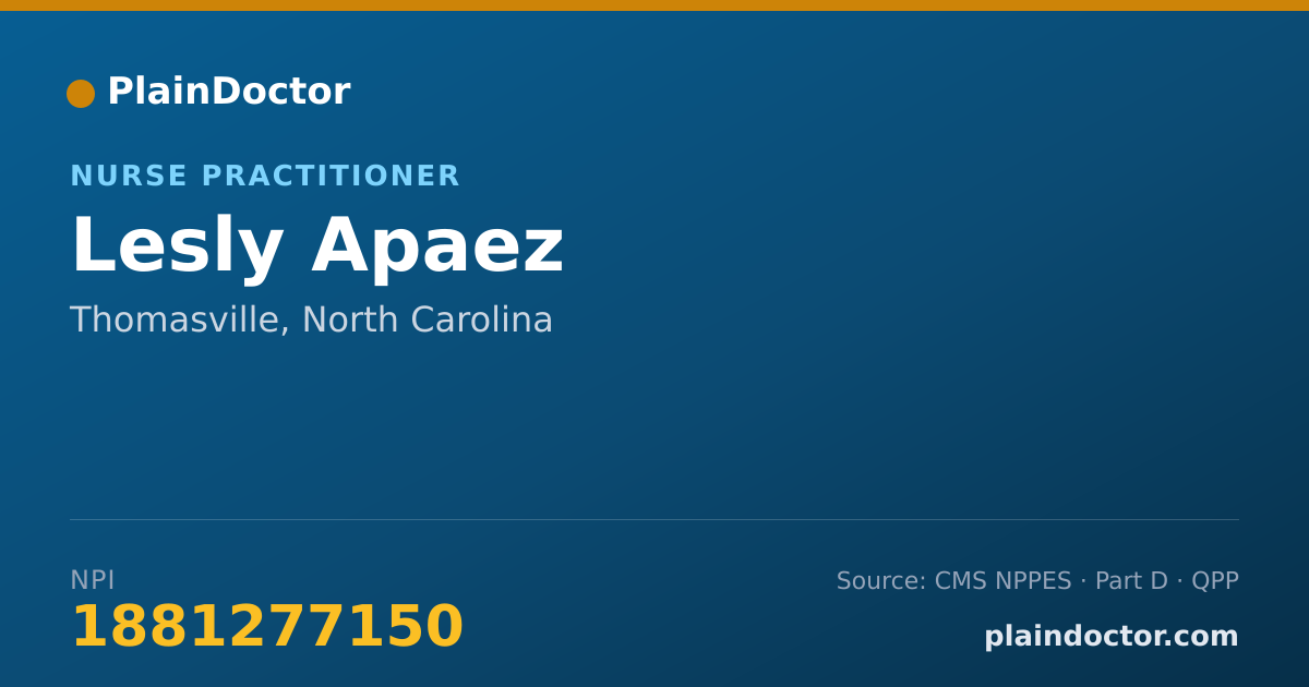 Shareable card for Lesly Apaez - Nurse Practitioner, Thomasville, NC