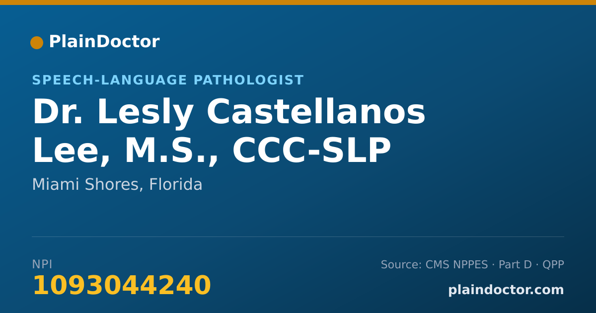 Shareable card for Lesly Castellanos Lee, M.S., CCC-SLP - Speech-Language Pathologist, Miami Shores, FL