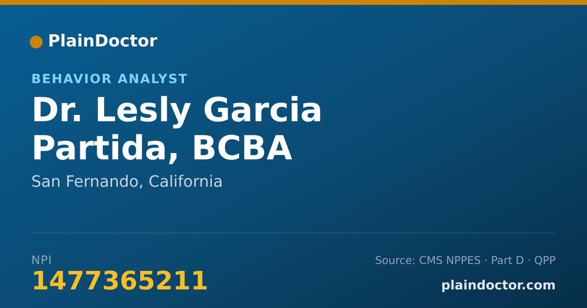 Shareable card for Lesly Garcia Partida, BCBA - Behavior Analyst, San Fernando, CA