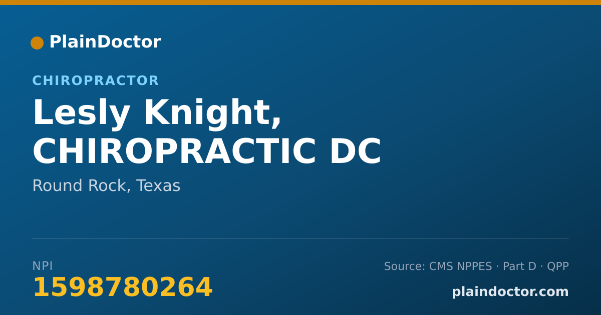 Shareable card for Lesly Knight, CHIROPRACTIC  DC - Chiropractor, Round Rock, TX