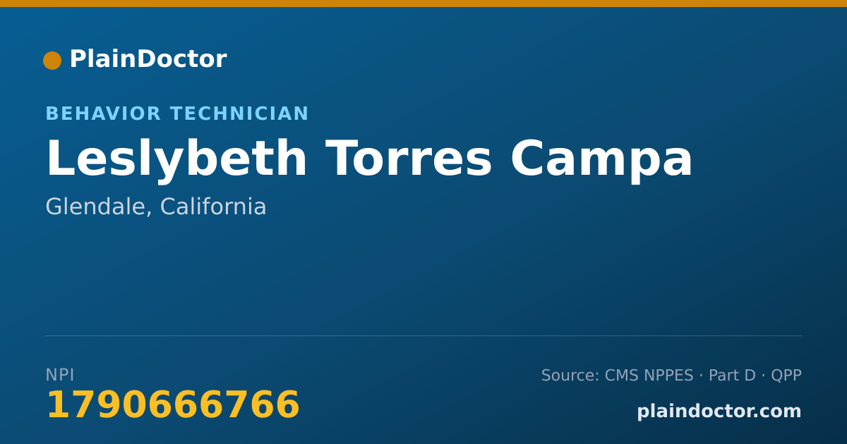 Shareable card for Leslybeth Torres Campa - Behavior Technician, Glendale, CA