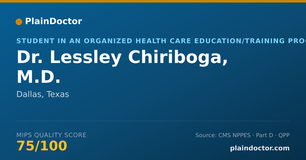 Shareable card for Lessley Chiriboga, M.D. - Student in an Organized Health Care Education/Training Program, Dallas, TX