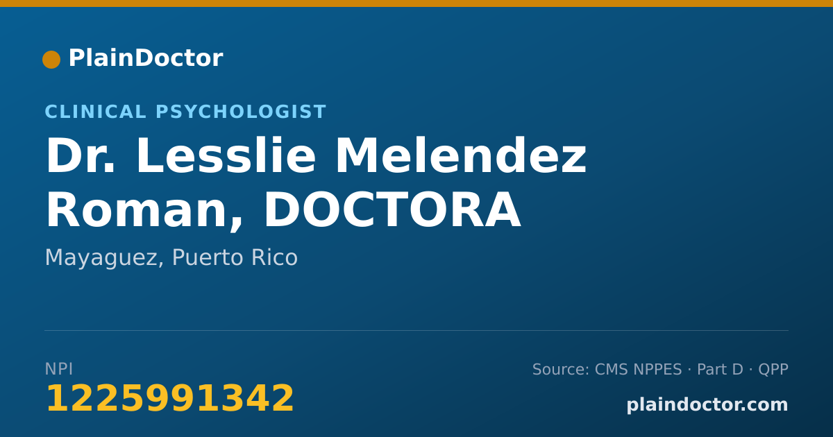 Shareable card for Lesslie Melendez Roman, DOCTORA - Clinical Psychologist, Mayaguez, PR
