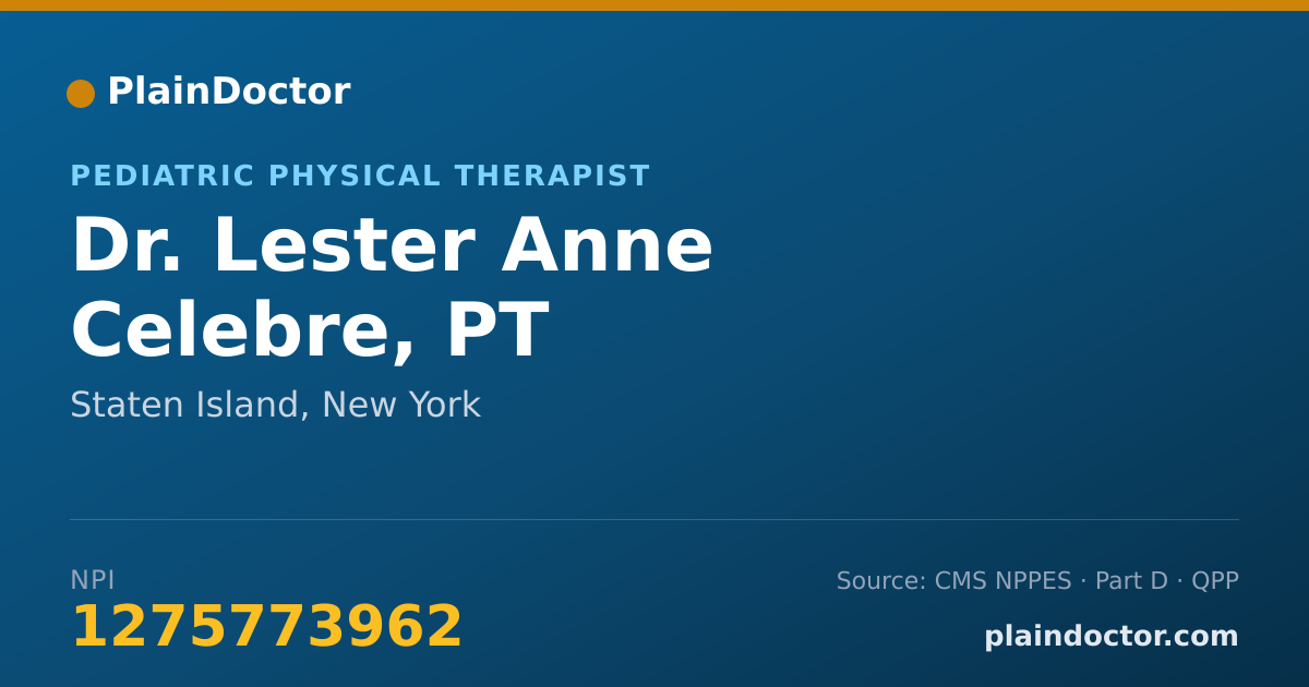Shareable card for Lester Anne Celebre, PT - Pediatric Physical Therapist, Staten Island, NY