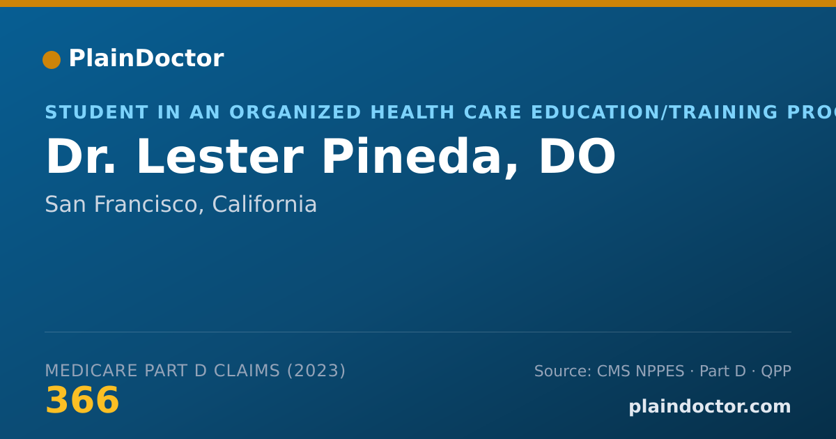 Shareable card for Lester Pineda, DO - Student in an Organized Health Care Education/Training Program, San Francisco, CA