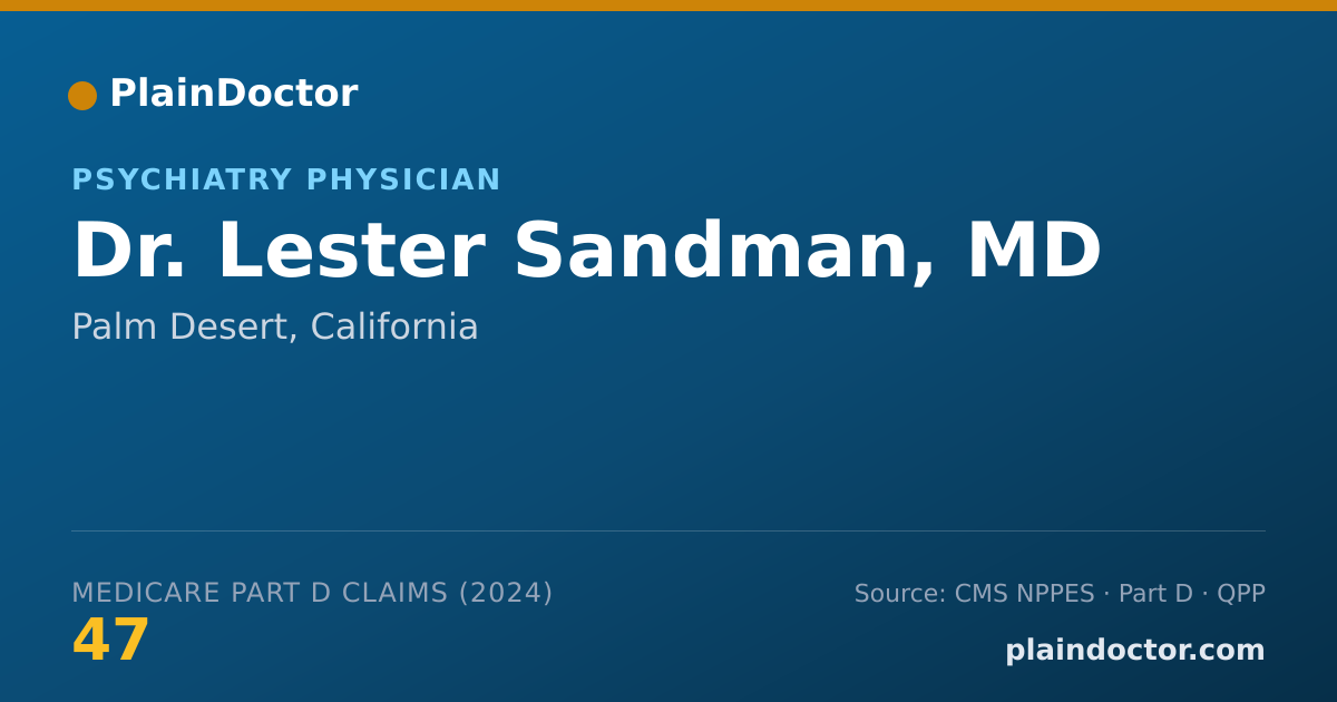 Shareable card for Lester Sandman, MD - Psychiatry Physician, Palm Desert, CA