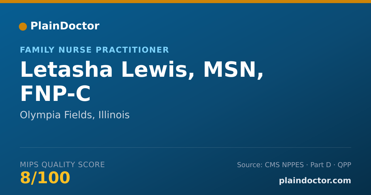 Shareable card for Letasha Lewis, MSN, FNP-C - Family Nurse Practitioner, Olympia Fields, IL