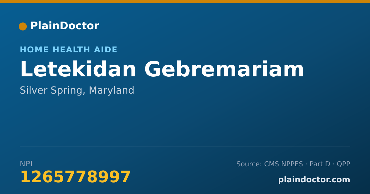Shareable card for Letekidan Gebremariam - Home Health Aide, Silver Spring, MD