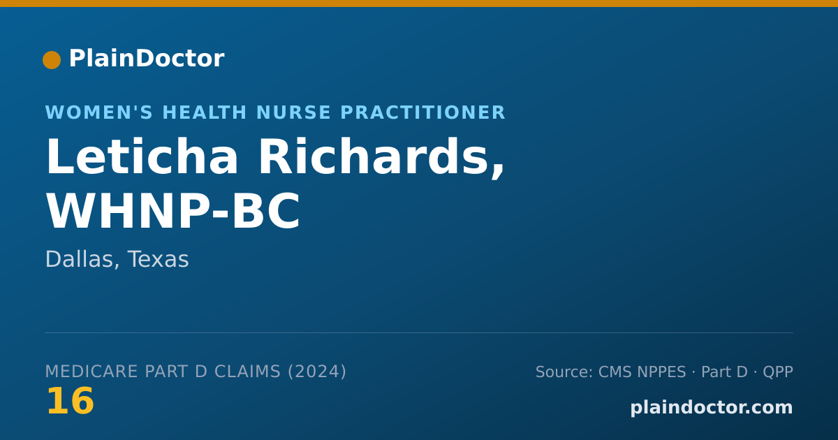 Shareable card for Leticha Richards, WHNP-BC - Women's Health Nurse Practitioner, Dallas, TX