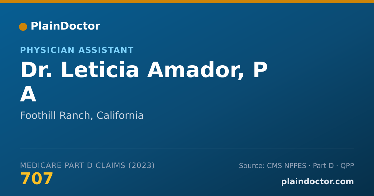 Shareable card for Leticia Amador, P A - Physician Assistant, Foothill Ranch, CA
